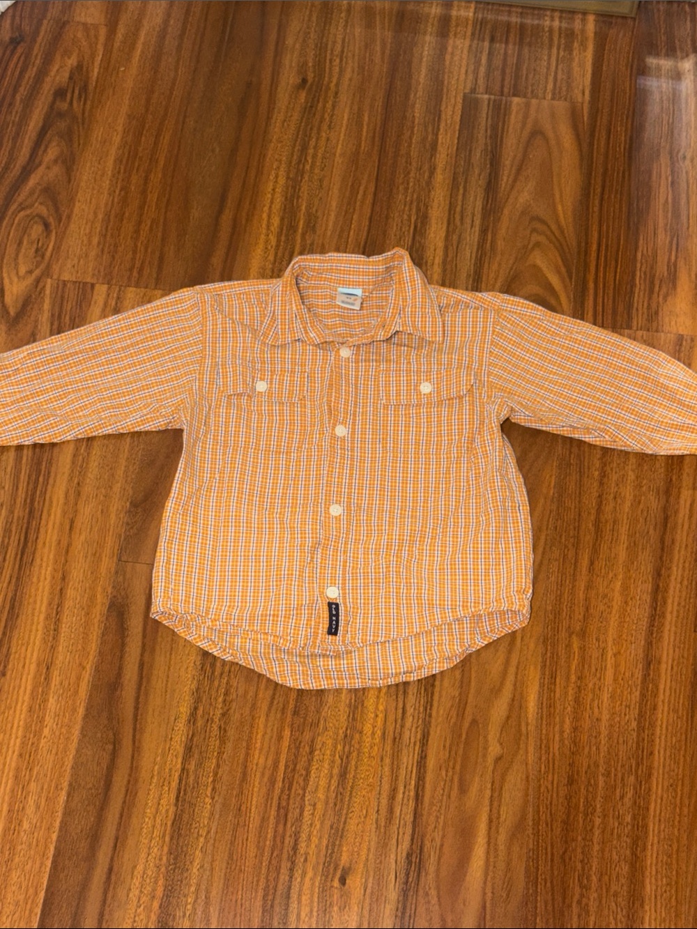 Old Navy Orange and White Gingham Kids Button-Down Shirt